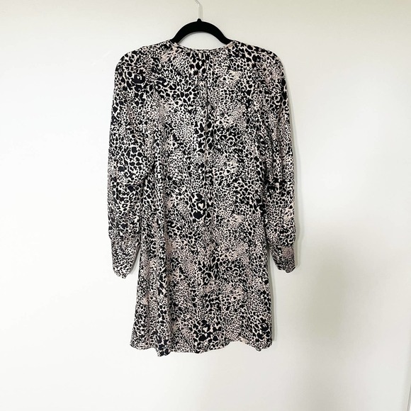 Rebecca Taylor animal leopard print silk long sleeve mini dress size 2 - Picture 5 of 12